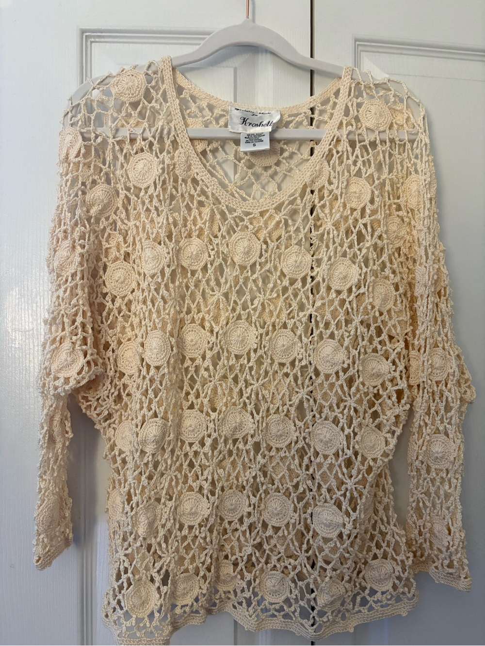 Kroshetta Crochet Open Knit Top - Cream